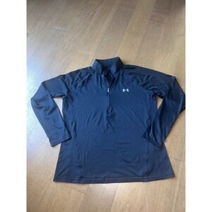 Under Armour XL Quarter Zip Pullover Womens Black HeatGear Long Sleeve Top